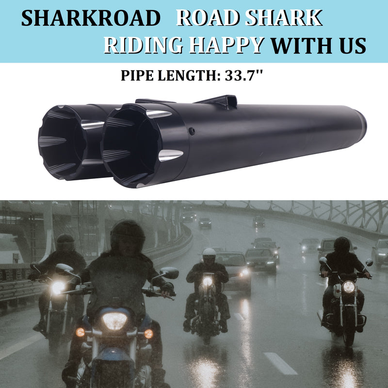 Sharkroad Black 4" Slip On Mufflers Exhaust Pipe for 2014-2022 Indian Touring