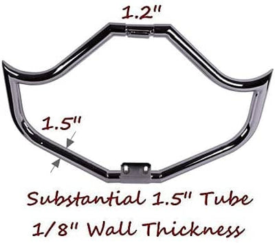 thumbnail image 2 of ANIT 1-1/2" Fat Engine Guard Crash Bars For Harley - Chrome Meat-Hook Style 2 of 5