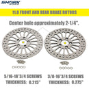 11.8'' 1 Piece Front and 1 Piece Rear Brake Rotors for Harley Davidson 2008-2013 Touring Models, Road King, Street Glide, Road Glide, Ultra Limitid Brake Rotor Upgrade, No-rust High Polished HDRT-1104 - SHARKROAD