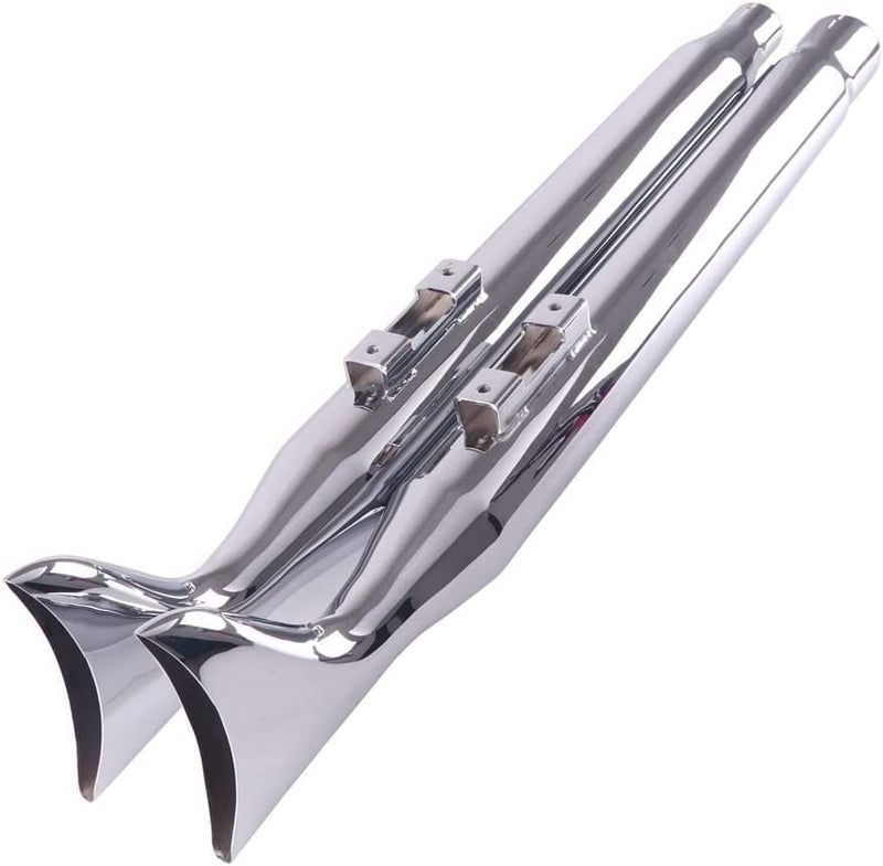 Sharkroad 36" Chrome Fishtail Slip-on Muffler for 2017-UP Harley Touring - Get the Classic Look and Thunderous Sound You Desire!