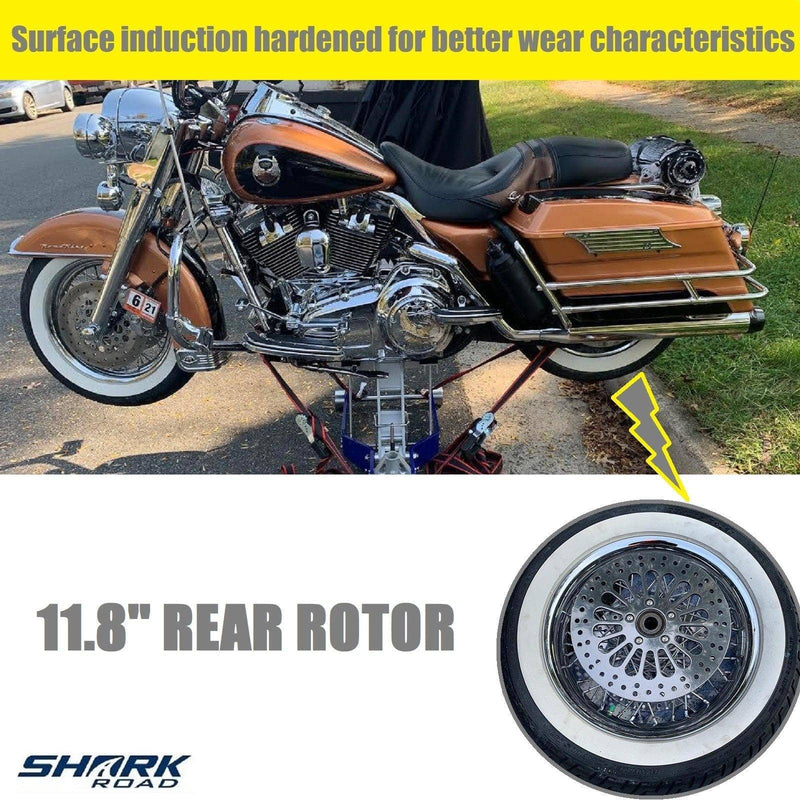 11.8'' Brake Rotor, 1 Piece Rear Rotor for Harley Davidson Touring 2008-2013 Models, No Rust No Vibration Awesome Performance 11.8'' Rear Brake Rotor for Harley HDRT-1102 - SHARKROAD