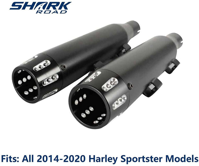 3" Chrome Slip-on Mufflers Exhaust for Harley 2014-2021 Sportster XL 883/1200 HDMF-3002CB - SHARKROAD