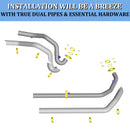 Header of True Dual Exhaust for Harley 1995-2016 Touring, for, Add 8X Horsepower