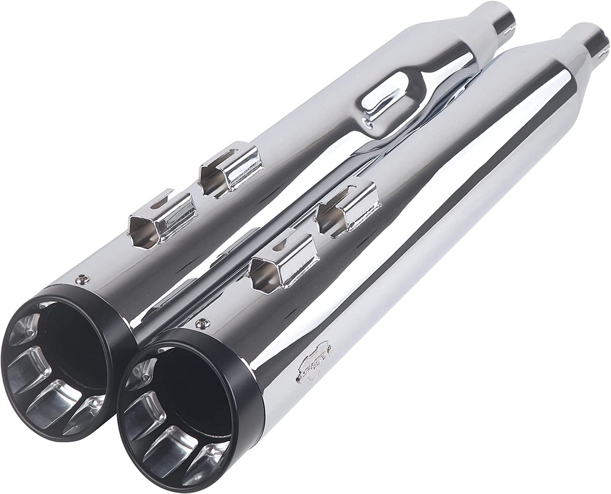 Sharkroad 4.0” Chrome Slip On Mufflers Exhaust for Harley Touring 1995