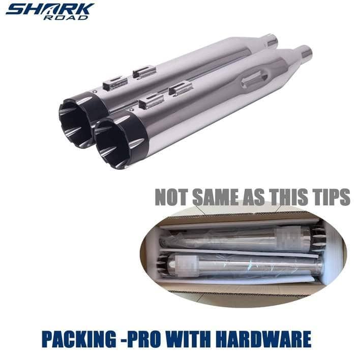 Sharkroad 4.5” Chrome Slip On Mufflers Exhaust for Harley Touring 1995-2016