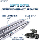 Sharkroad 4“ Slip On Mufflers Exhaust for Indian 2014-2025 Chieftain Pursuit