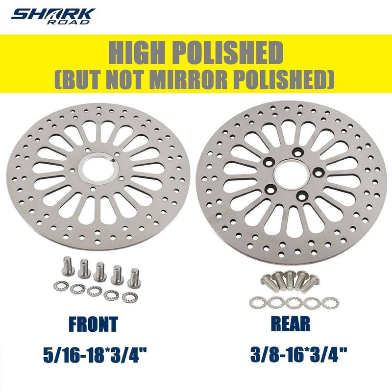 1 Piece Front Rotor and 1 Piece Rear Rotor 11.5'' for Harley Davidson Touring Sportster Softail Dyna Rotor System Updating, Great Performance Brake Rotor for harley davidson Motorcycle Model HDRT-1004 - SHARKROAD