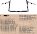 1-1/4" Chrome 10" Bagger Handlebars For Harley Touring and Bagger 1996-UP