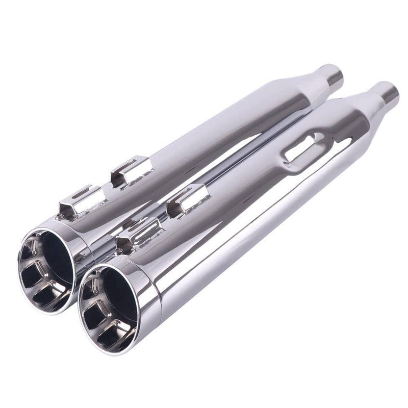Sharkroad 4.0” Chrome Slip On Mufflers Exhaust for Harley Touring 1995-2016