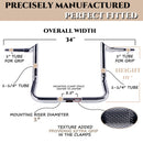 1-1/4" Chrome 10" Bagger Handlebars For Harley Touring and Bagger 1996-UP